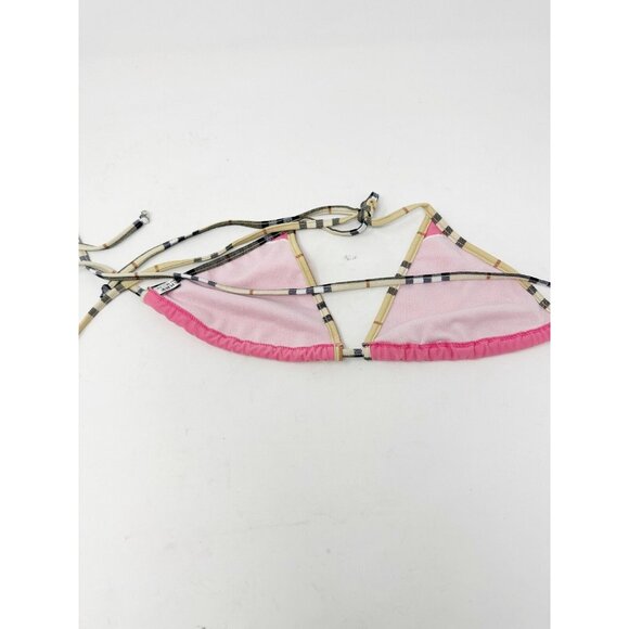 Burberry London Womens Y2K Nova Check Trim Triangle Bikini Top Pink Medium - Picture 5 of 5
